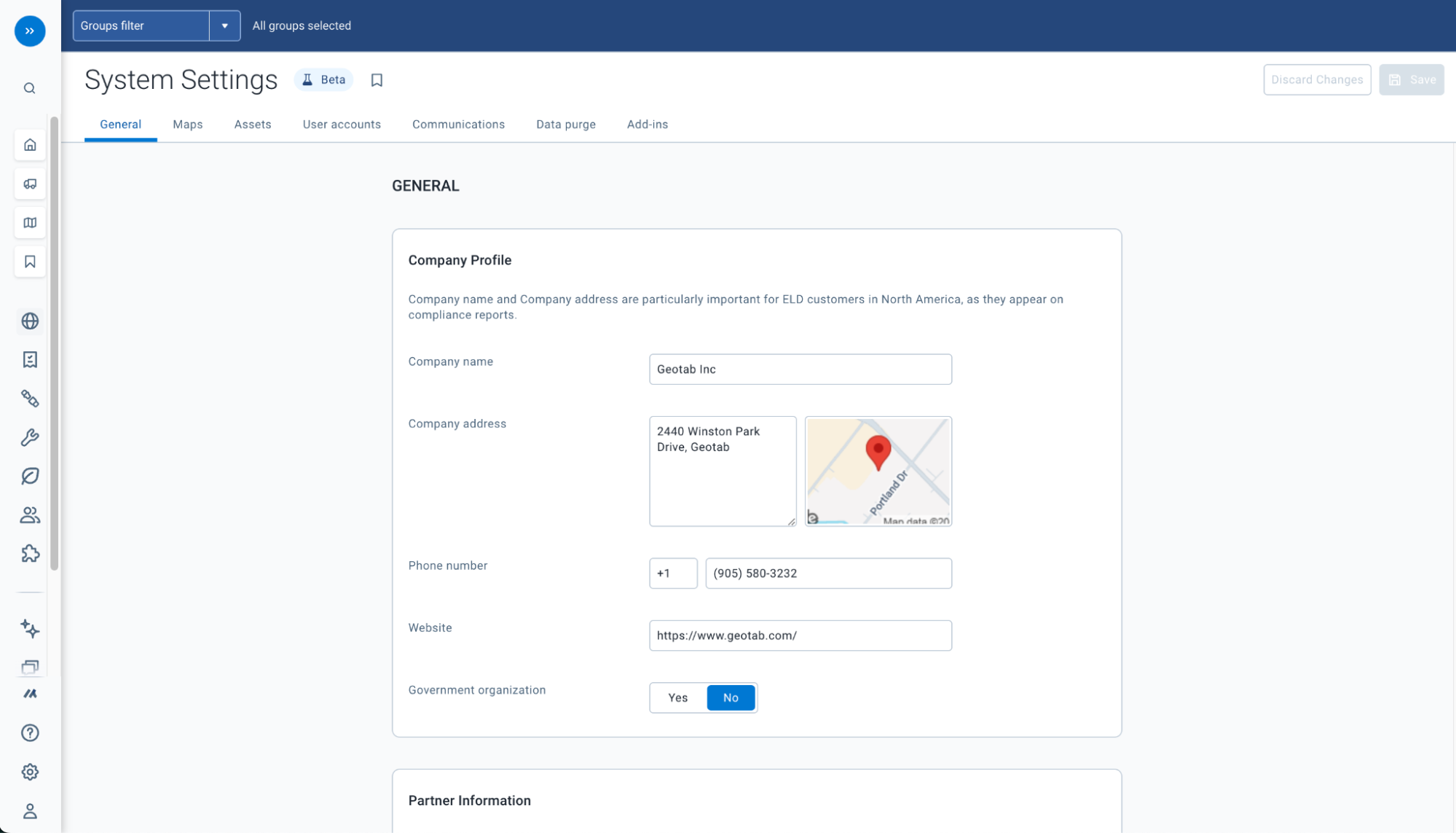 New System Settings page