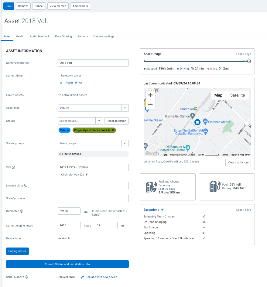 Previous Asset details page