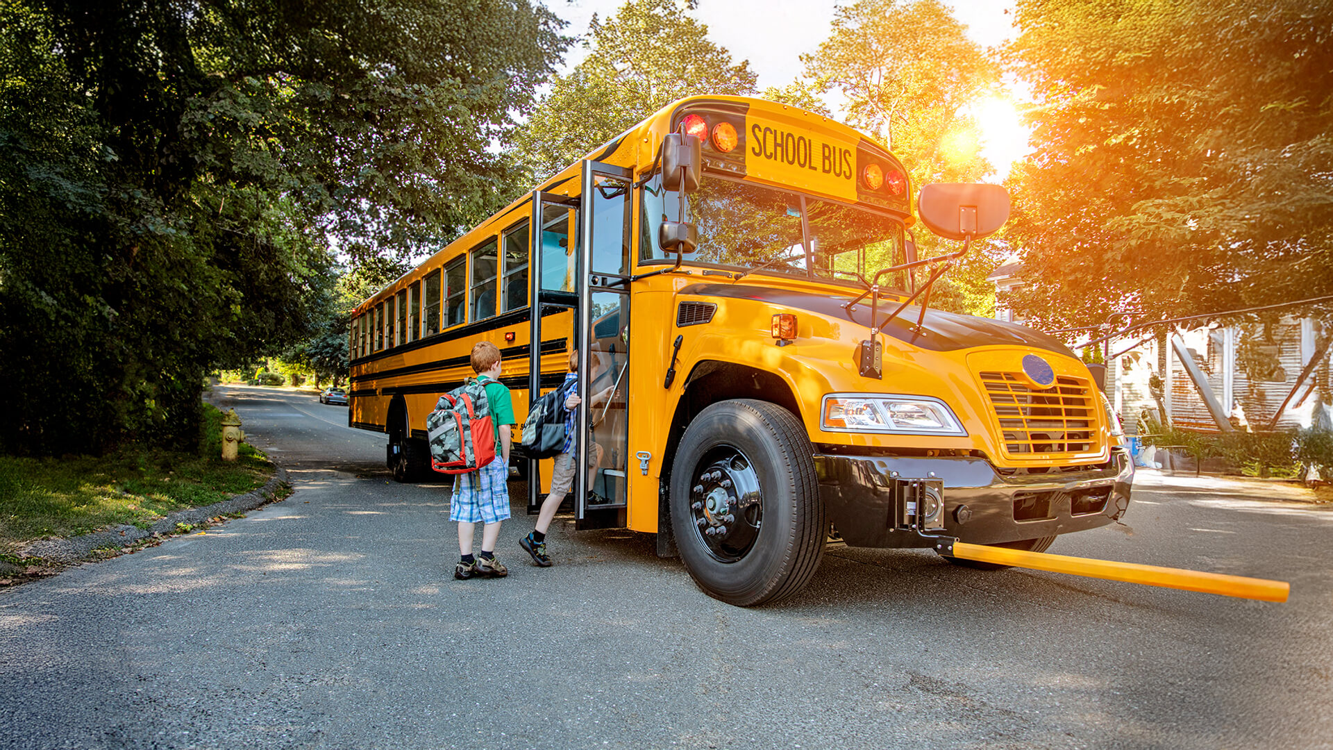 school bus picking up students