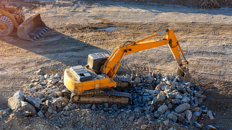 excavator on construction site