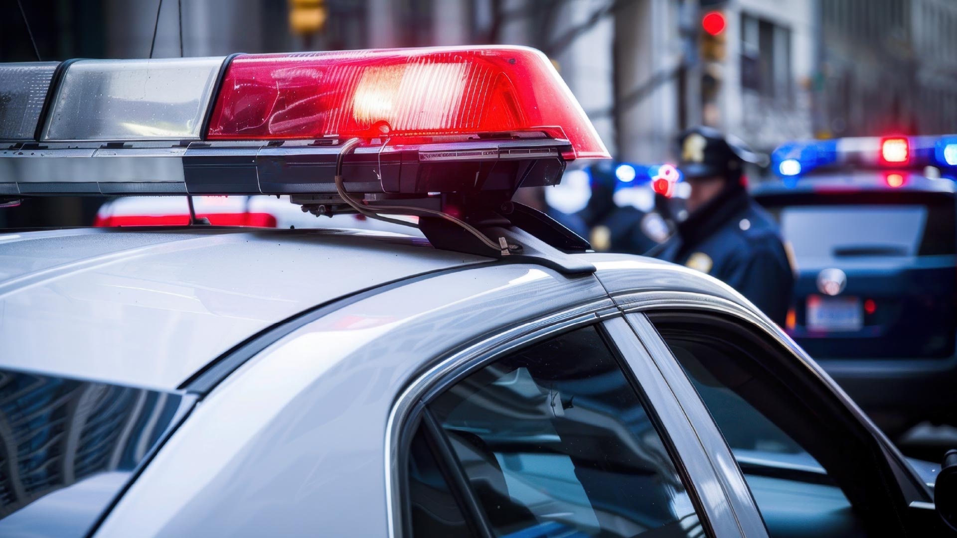 image of police car with lights on