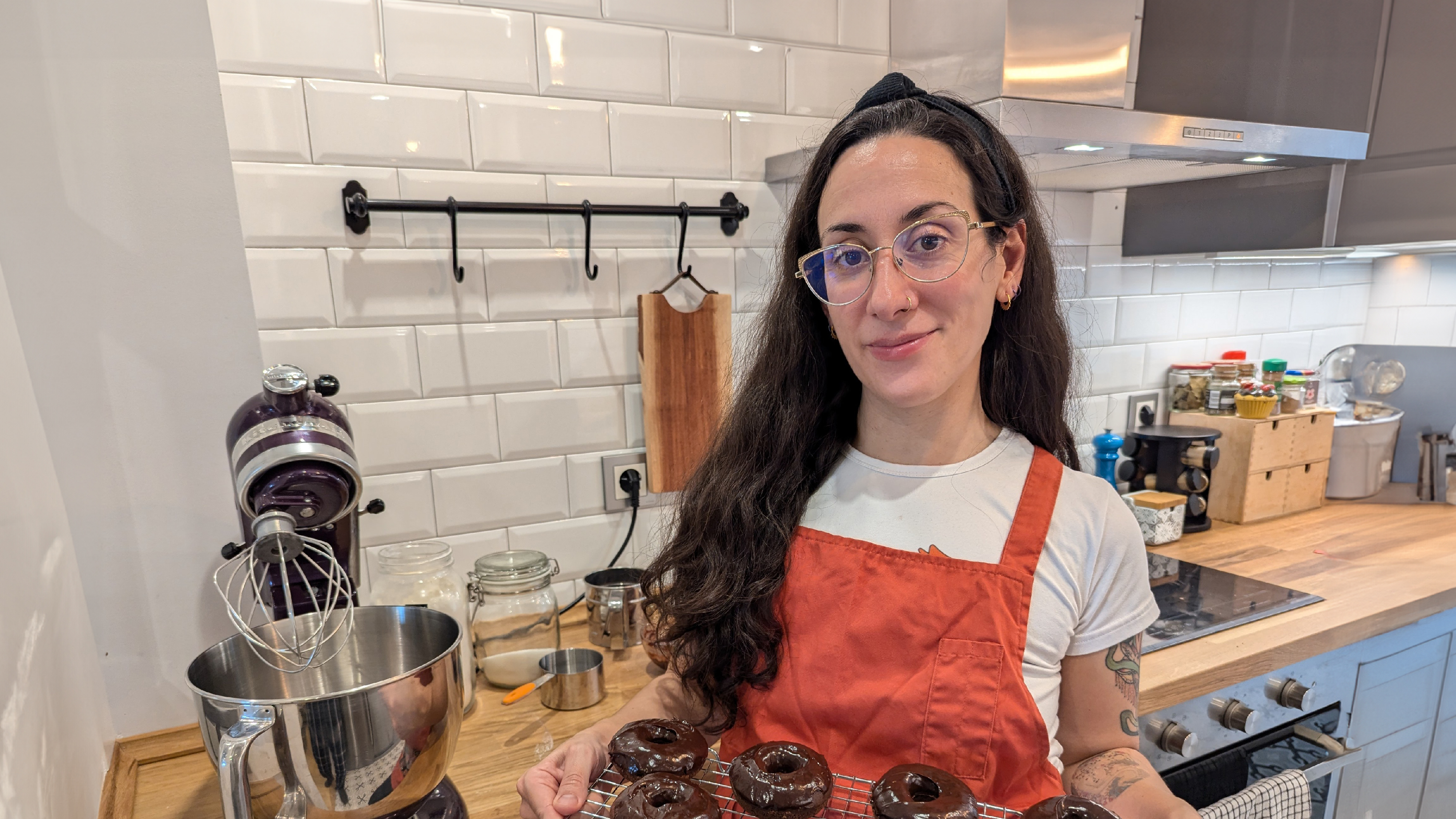 Image of Geotab employee baking donuts