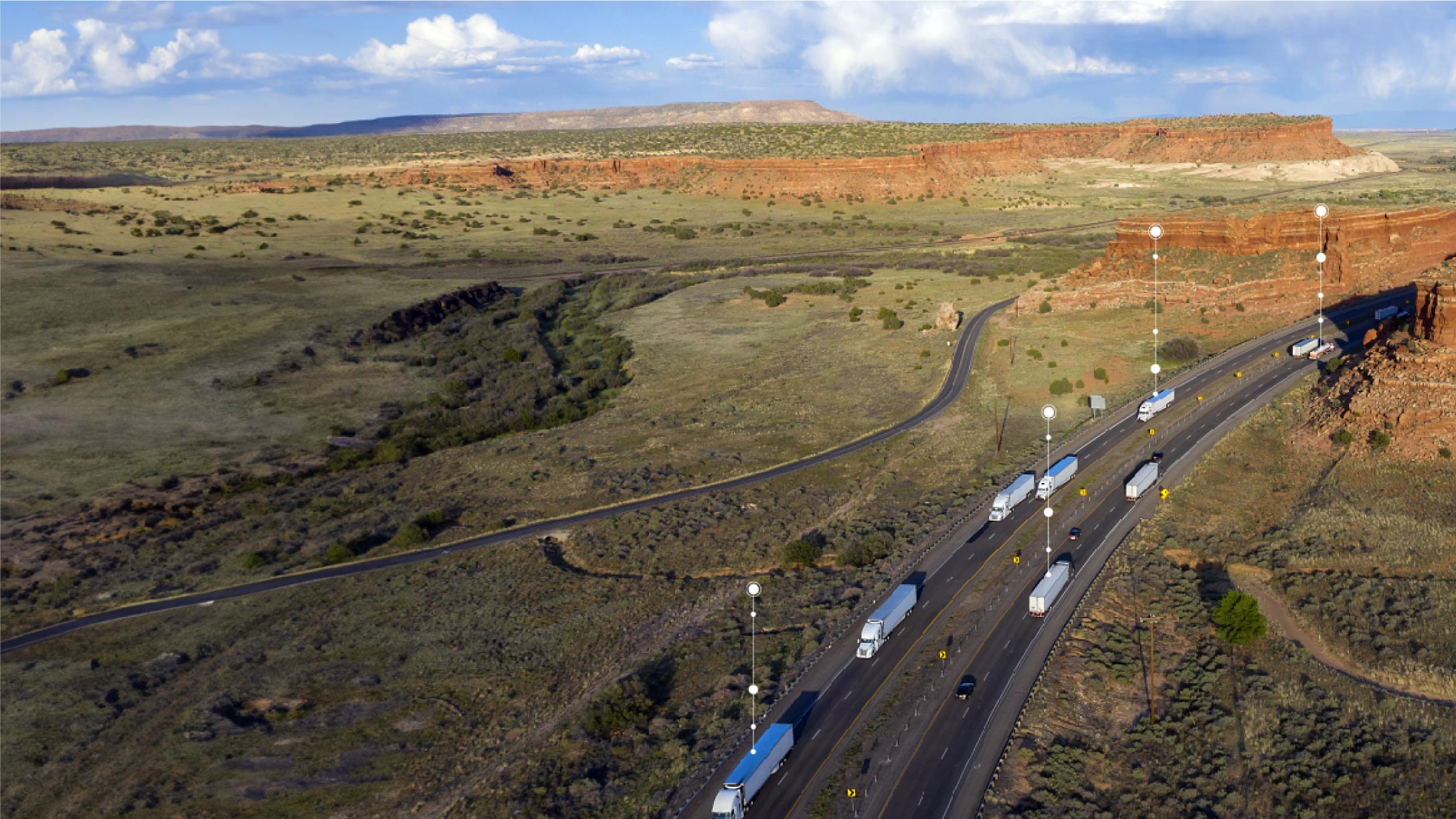 truck highway seen from above