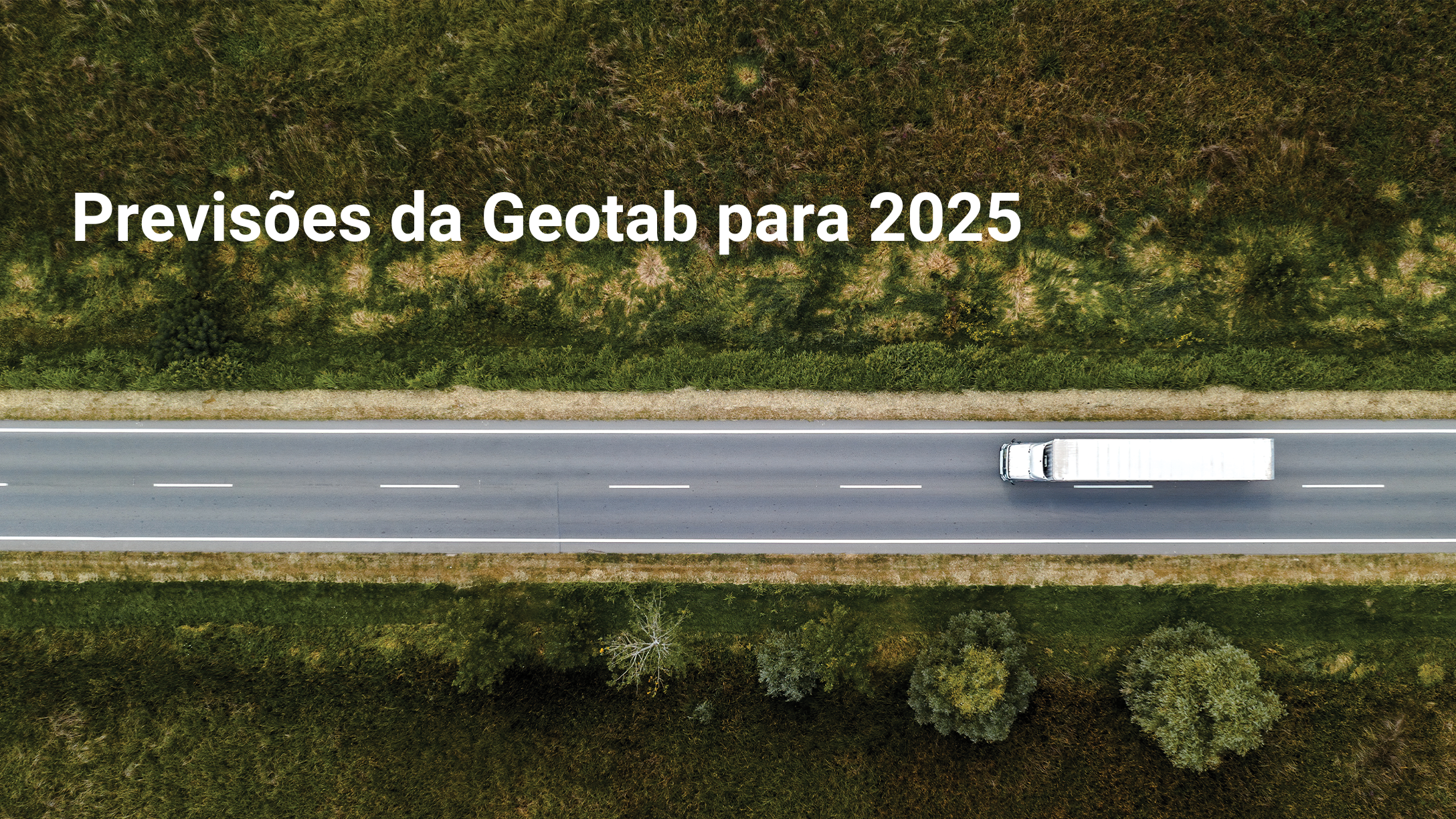 Caminhao de carga na estrada com arvores e titulo: Previsões da Geotab para 2025