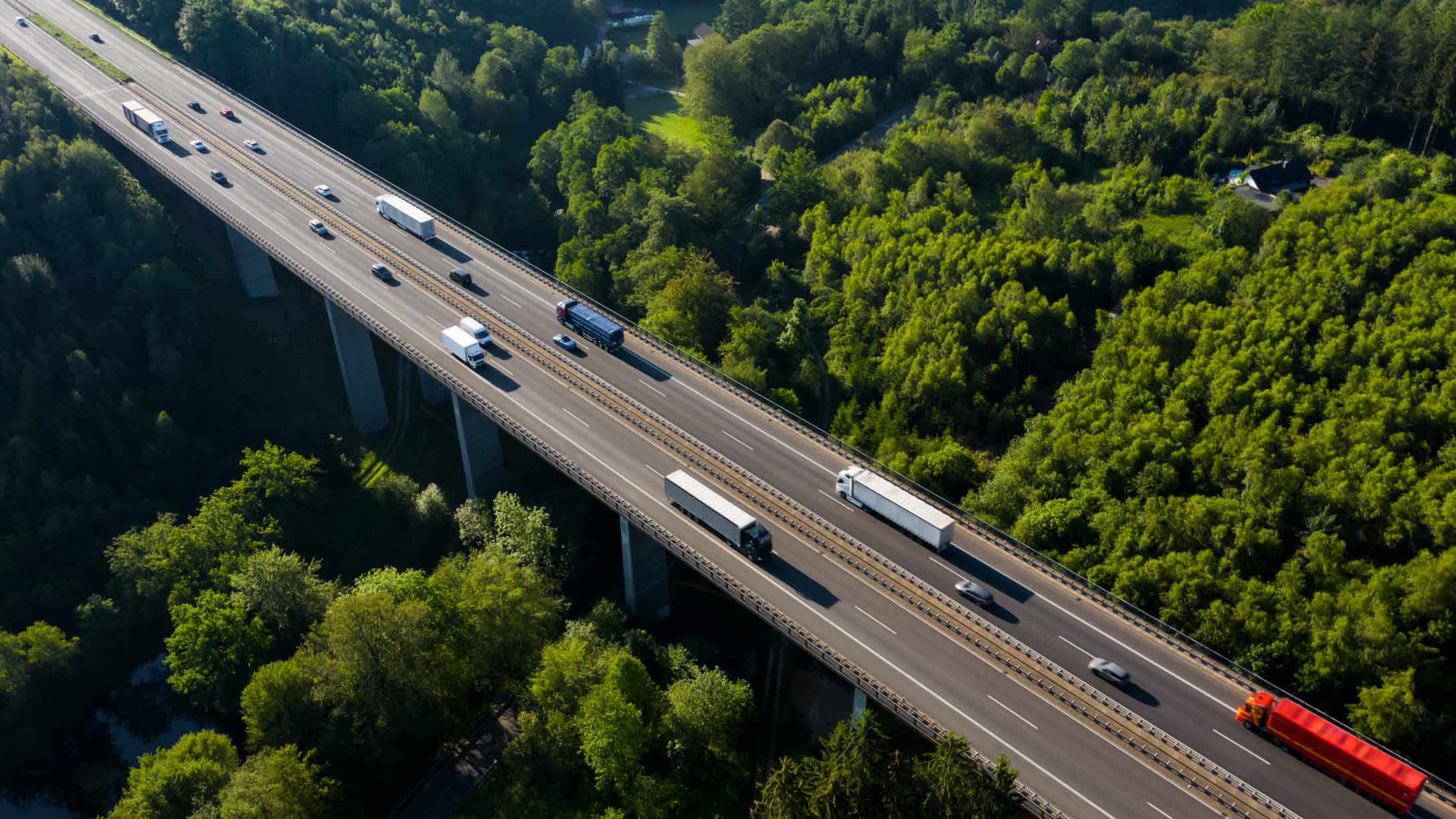 aerial shot of a highway with vehicles