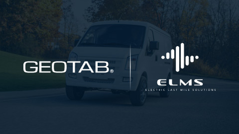 Geotab and ELMS logo on a dark background