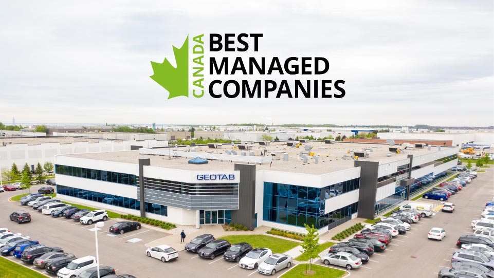 Geotab headquarters with Best Managed Companies logo