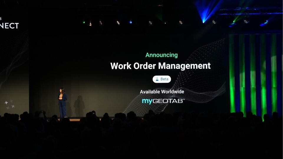 Sabina on stage presenting Work Order Management